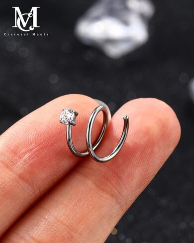 CM Crareesi Mania 3PCS Titanium Nose Screws, Double Nose Ring Hoop for Single Piercing, 18G Spiral Twist Nose Hoop, Solid Titanium Nose Piercing Hoop for Women Men in Saudi Arabia