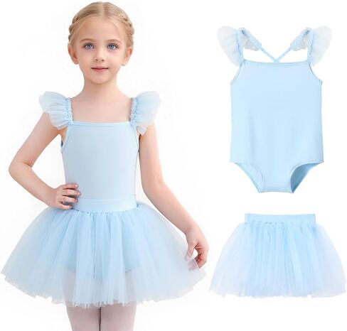 Tutu.kk Girls Ballet Leotards with Removable Tutu Skirt Toddler Leotard Sleeveless Crisscross Backs Dance Dress Outfit Combo in Saudi Arabia