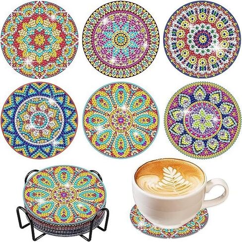 OFDNE Halloween Diamond Paintings Kits with Holder,6Pcs DIY Nightmare Before Christmas Coaster Diamond Art Kits,Full Coasters Diamond Painting Kits for Adults Beginners Art Craft Supplies in Saudi Arabia