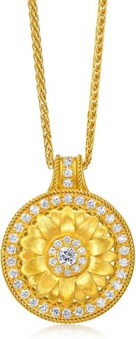 CHOW SANG SANG 999 24K Solid Gold Cultural Blessings Diamond Lotus Necklace for Women Size 47cm 95723N in Saudi Arabia