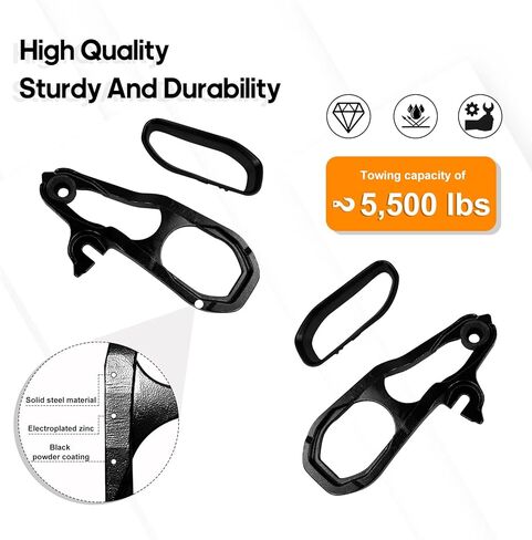 خطافات السحب الأمامية لليسار واليمين مع حواف ممتصة للصدمات، أجهزة بديلة باللون الأسود مناسبة لدودج رام 1500 مع محرك 3.6 لتر 5.7 لتر 2019 2020 2021 2022 2023 يستبدل 82215268AB 82215268AB 68272945AB in Kuwait