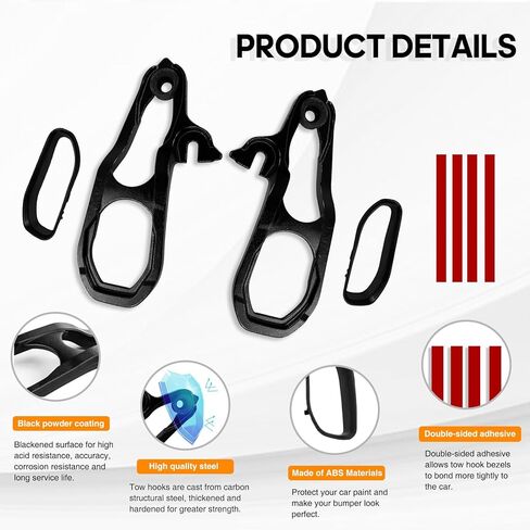 خطافات السحب الأمامية لليسار واليمين مع حواف ممتصة للصدمات، أجهزة بديلة باللون الأسود مناسبة لدودج رام 1500 مع محرك 3.6 لتر 5.7 لتر 2019 2020 2021 2022 2023 يستبدل 82215268AB 82215268AB 68272945AB in Kuwait