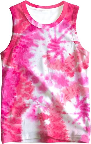 Kids Tie Dye Tank Tops Shirt for 5-14 Years Boys Girls Sleeveless Undershirt in Kuwait