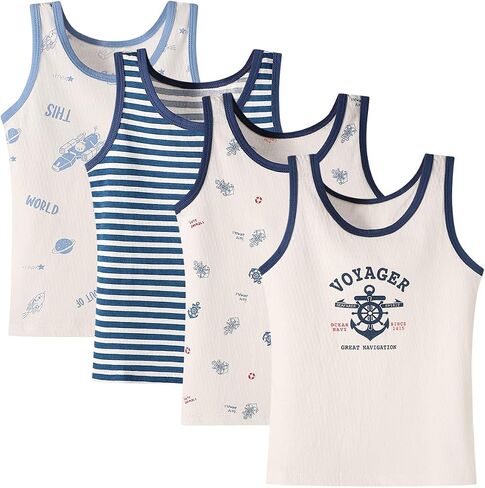 2-10 Years Boys Vest Kids Tank Tops Cotton Shirt Sleeveless Soft Breathable Toddler Children Undershirts 4 Pack in Kuwait
