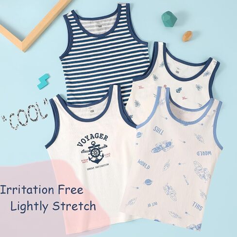 2-10 Years Boys Vest Kids Tank Tops Cotton Shirt Sleeveless Soft Breathable Toddler Children Undershirts 4 Pack in Kuwait