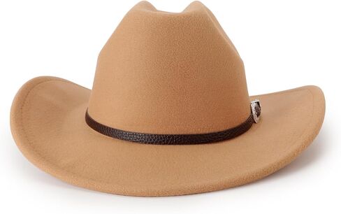 DRESHOW Classic Western Felt Cowboy Cowgirl Hat for Women Men Outdoor Wide Brim Belt Buckle Panama Hat Unisex Rolled up Caps in Saudi Arabia