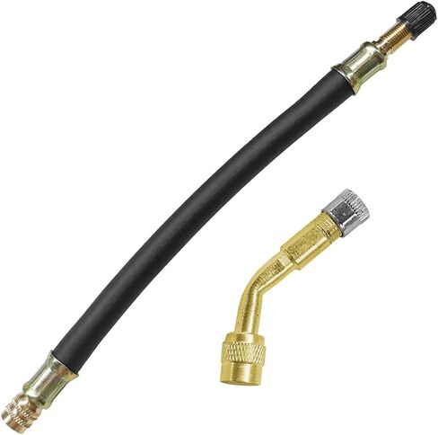 2PCS Tire Valve Extensions, 135 Degree Brass Tire Valve Extension Adaptor with 8.26'' Flexible Rubber Tire Valve Stem Extension, Schrader Tire Valve Stem Tool for RV, Car, Bike (135 Degree) in Kuwait