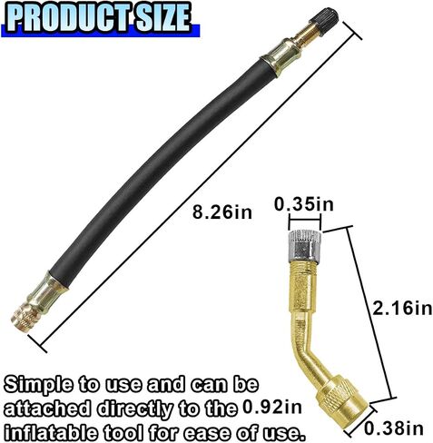 2PCS Tire Valve Extensions, 135 Degree Brass Tire Valve Extension Adaptor with 8.26'' Flexible Rubber Tire Valve Stem Extension, Schrader Tire Valve Stem Tool for RV, Car, Bike (135 Degree) in Kuwait
