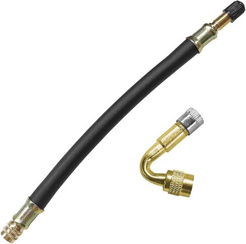 2PCS Tire Valve Extensions, 135 Degree Brass Tire Valve Extension Adaptor with 8.26'' Flexible Rubber Tire Valve Stem Extension, Schrader Tire Valve Stem Tool for RV, Car, Bike (135 Degree) in Kuwait