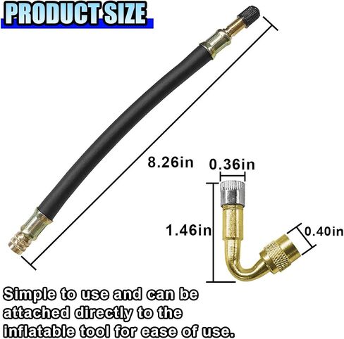2PCS Tire Valve Extensions, 135 Degree Brass Tire Valve Extension Adaptor with 8.26'' Flexible Rubber Tire Valve Stem Extension, Schrader Tire Valve Stem Tool for RV, Car, Bike (135 Degree) in Kuwait