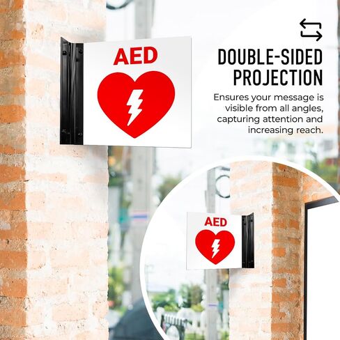 AED AED Automated Offibrillator Proforming Signing ، Double -Side ، 6 × 6 بوصات ، ACM ، مع ملحق النيكل المصقول ، مصنوع في الولايات المتحدة الأمريكية in Saudi Arabia