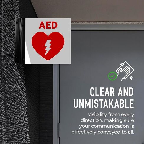 AED AED Automated Offibrillator Proforming Signing ، Double -Side ، 6 × 6 بوصات ، ACM ، مع ملحق النيكل المصقول ، مصنوع في الولايات المتحدة الأمريكية in Saudi Arabia