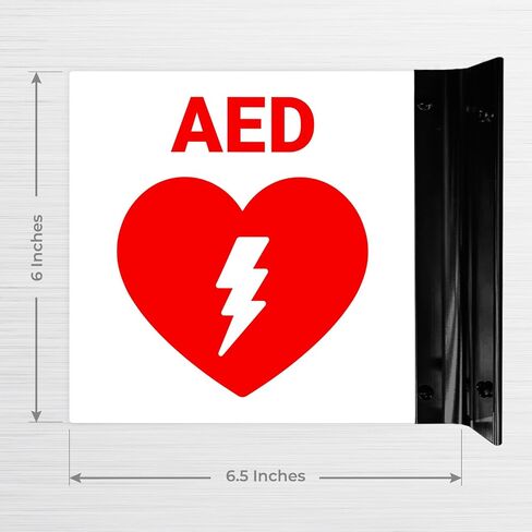 AED AED Automated Offibrillator Proforming Signing ، Double -Side ، 6 × 6 بوصات ، ACM ، مع ملحق النيكل المصقول ، مصنوع في الولايات المتحدة الأمريكية in Saudi Arabia