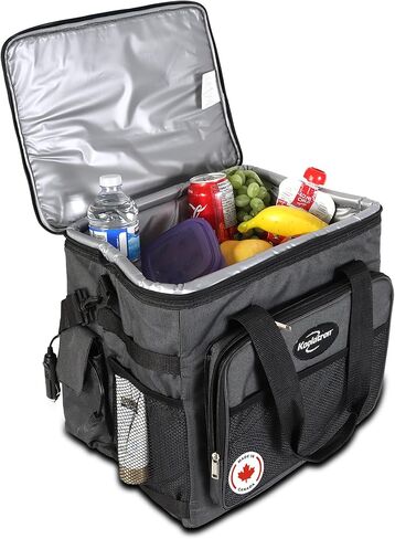 Koolatron Electric Portable Cooler Plug in 12V Car Cooler Bag, 26 qt (25 L) Black/Gray Soft-Sided Portable Car Fridge w/DC Power Cord, Adjustable Shoulder Strap, Cord Storage, Road Trip in Kuwait