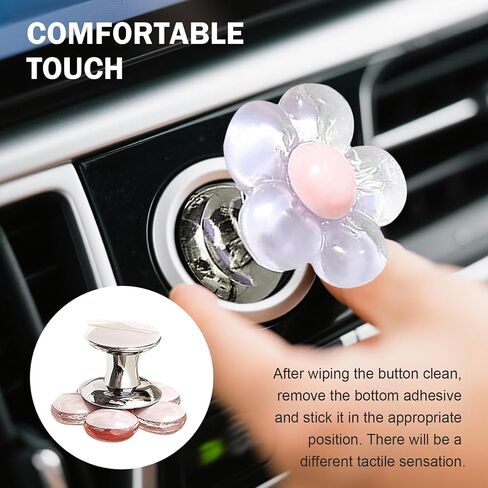 Car One-Touch Start Button, Flower Engine Start Stop Button Joystick Covers, Cute Automotive Interior Decoration Accessories, Suitable for Women Girl with Long Nails (Purple) in Saudi Arabia