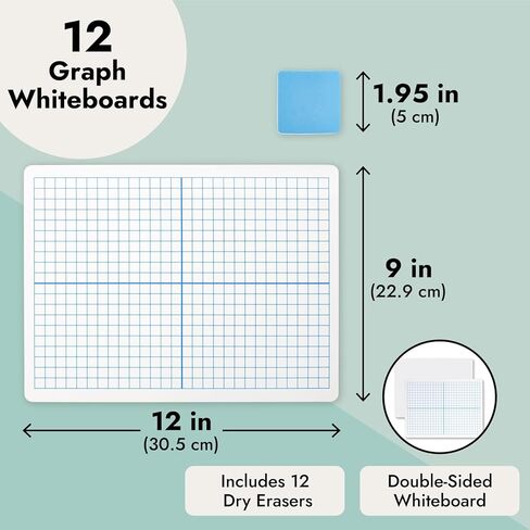 مجموعة من 12 لوحة بيضاء لطاقم الموسيقى من برايت كرييشنز مع ممحاة، وألواح كمبيوتر محمولة قابلة للمسح الجاف (9 × 12 بوصة) in Kuwait