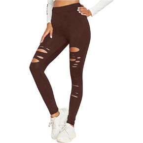 ممزق Legging للنساء - عالية الخصر السيطرة على البطن السراويل السراويل التمرين الرياضية in Kuwait