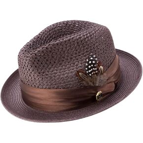MONTIQUE Braided Pinch Fedora Hat for Men | Lightweight Polyester Summer Panama Hat Trendy Design | H-24 in Kuwait