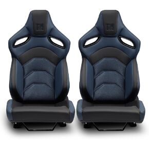 ModifyStreet [سلسلة Dark Knight] أسود+حمراء PVC مقاعد سباقات رياضية قابلة للرياضة زوج مع شريط التمرير اليسار/اليمين in Kuwait