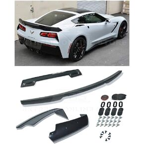 استبدال 2014-2019 شيفروليه كورفيت C7 جميع النماذج | Z06 Z07 Stage 3 Style Trunk Lid Wing مع Spoiler WickerBill Defined (ABS Plastic - Primer Black) in Kuwait