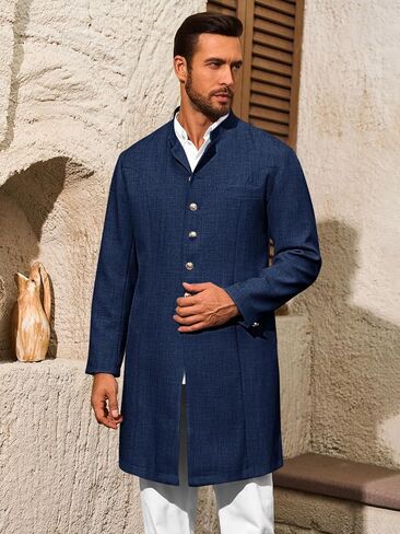 Runcati Mens Kurta Coats Indian Mandarin Twhiber Autire Thrib Throbits Wedding Party Party Clothing Discal Kaftan Robe in Kuwait