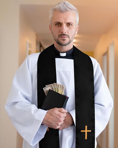 Eurzom 2 Pcs Embroidery Reversible Clergy Stole with Cross Tassels Wedding Church Minister Pastor Priest Shawls for Men Women in Saudi Arabia