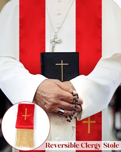 Eurzom 2 Pcs Embroidery Reversible Clergy Stole with Cross Tassels Wedding Church Minister Pastor Priest Shawls for Men Women in Saudi Arabia