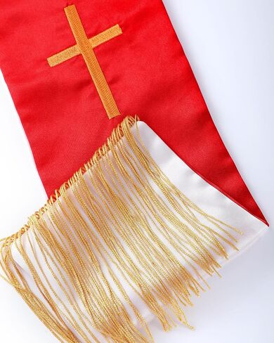 Eurzom 2 Pcs Embroidery Reversible Clergy Stole with Cross Tassels Wedding Church Minister Pastor Priest Shawls for Men Women in Saudi Arabia