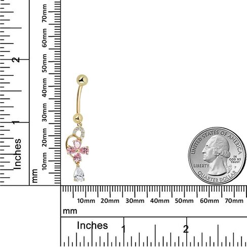 Avora 10K Gold Simulated Diamond CZ متدلي زهرة الوردي الزهرة بطن الخاتم المجوهرات الجسم (14 مقياس) in Saudi Arabia