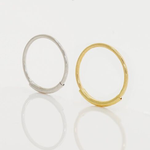 14k Real Solid Gold Nose Hoop Ring Piercing - 22 Gauge Hoop for Nose, Lip, Ear& Eyebrow - Ideal for Multiple Piercing - Perfect for Minimalist Design Earring - Sold as a Single in Saudi Arabia