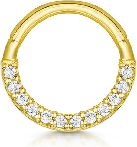 Lantine Cz Septum Daith Piercing Jewelry Gold Septum Ring 925 Sterling Silver Daith Earrings Hinged Clicker Helix Tragus Piercing Jewelry Cartilage Hoop Earrings 18g 7mm in Saudi Arabia