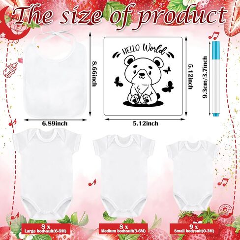 Panitay 100 Pcs Baby Bib Bodysuit Baby Shower Set Baby Shower Game Sign Baby Feeder Bib Newborn Bodysuit Fabric Marker in Saudi Arabia