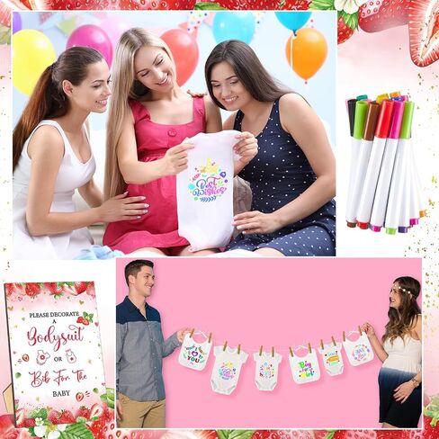 Panitay 100 Pcs Baby Bib Bodysuit Baby Shower Set Baby Shower Game Sign Baby Feeder Bib Newborn Bodysuit Fabric Marker in Saudi Arabia