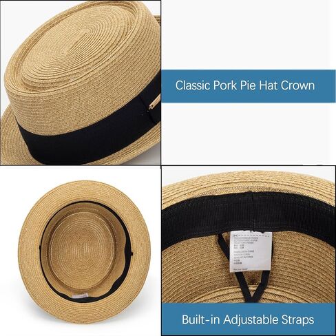 النساء الرجال الصيف القش جديلة لحم الخنزير فطيرة قبعة كلاسيكية قصيرة حافة قبعة الشاطئ ديربي فيدورا قبعة الشمس in Kuwait