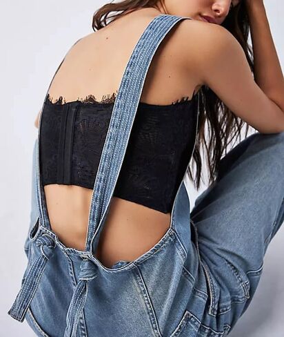 Kedera Women's Casual Baggy Denim Adjustable Denim Bib Overalls Loose Wide Leg Jeans Pants Jumpsuits with Pockets in Kuwait