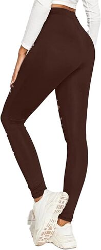 ممزق Legging للنساء - عالية الخصر السيطرة على البطن السراويل السراويل التمرين الرياضية in Kuwait