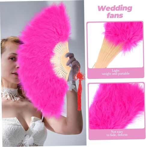 Cabilock Wedding Bride Plume Fan Decorative Handheld Fan for Bridal Shower Parties and Stage Performances Unique for Guests Lightweight and Portable Deep in Saudi Arabia