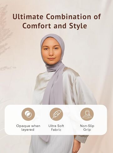 وشاح حجاب شيفون فاخر من VOILE CHIC للنساء - صنع في تركيا - وشاح رأس إسلامي للمسلمين in Kuwait