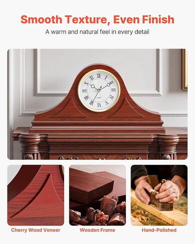 ساعة Vevor Mantel ، 6.4 في ساعة الجد الكلاسيكية القديمة ، وساعات MDF Mantel مع حركة كوارتز مدمجة وتصميم هادئ ، لغرفة المعيشة وغرفة النوم والديكور المنزلي والهدية in Kuwait