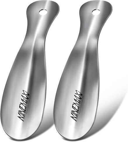 قرن حذاء صغير معدني من NINEMAX - 2 قرن حذاء للسفر مقاس 7.5 بوصة مع قرن حذاء صغير للأطفال - مساعد حذاء فولاذي للرجال والنساء وكبار السن (عبوة من 3 قطع) in Kuwait
