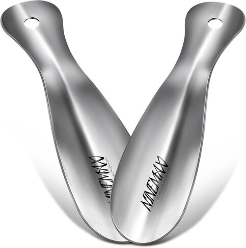 قرن حذاء صغير معدني من NINEMAX - 2 قرن حذاء للسفر مقاس 7.5 بوصة مع قرن حذاء صغير للأطفال - مساعد حذاء فولاذي للرجال والنساء وكبار السن (عبوة من 3 قطع) in Kuwait