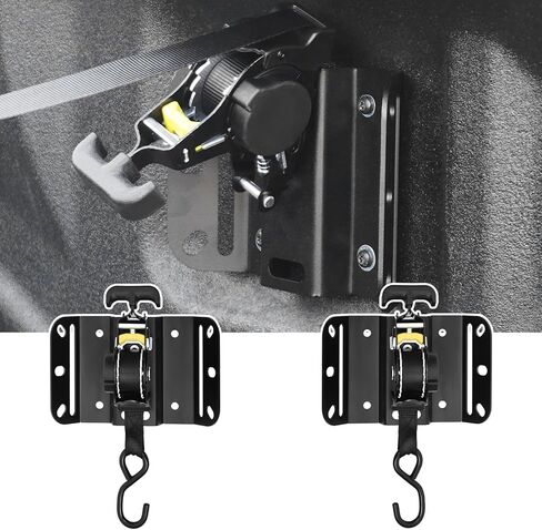 2pcs أشرطة السقاطة القابلة للسحب تناسب 2015-2025 Ford F150 250 350 450 Tuto Retract Tie Down Strapswith Drowivel Ratchet for Truck Bed Hight-Duty Boxlink Transors لنقل الشحن الآمن (النمط A) in Kuwait