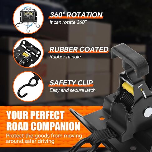 2pcs أشرطة السقاطة القابلة للسحب تناسب 2015-2025 Ford F150 250 350 450 Tuto Retract Tie Down Strapswith Drowivel Ratchet for Truck Bed Hight-Duty Boxlink Transors لنقل الشحن الآمن (النمط A) in Kuwait