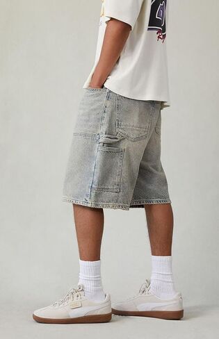 Pacsun Men's Men's Blue Blue Tint Baggy Denim Carpenter Shorts in Kuwait