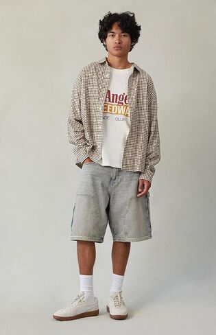 Pacsun Men's Men's Blue Blue Tint Baggy Denim Carpenter Shorts in Kuwait