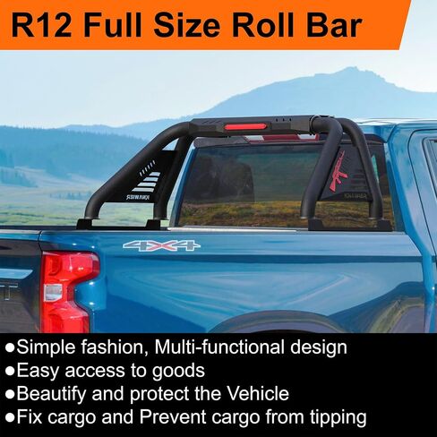 R13 Roll Bar for Mid Size Pickup Truck, Adjustable Chase Rack Sport Bar Compatible with Tacoma/Gladiator/Frontier/Canyon/Ranger/Colorado,Light Mounts in Kuwait