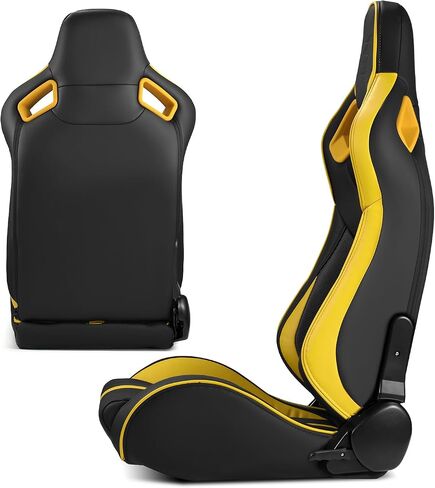 ModifyStreet Universal PVC Leather Reclinable Black Racing Seats Right Left [VIPER-Series] in Saudi Arabia