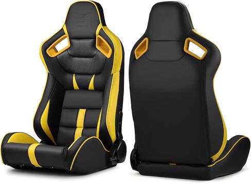 ModifyStreet Universal PVC Leather Reclinable Black Racing Seats Right Left [VIPER-Series] in Saudi Arabia