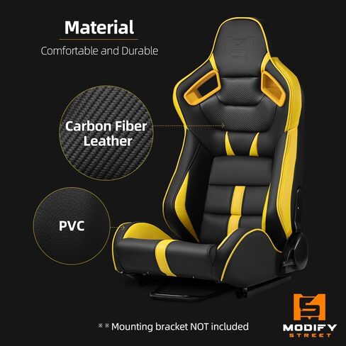 ModifyStreet Universal PVC Leather Reclinable Black Racing Seats Right Left [VIPER-Series] in Saudi Arabia