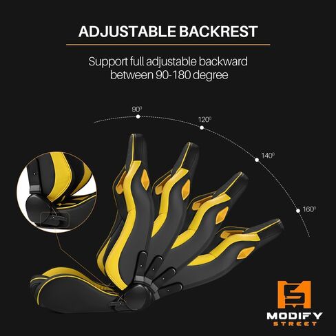 ModifyStreet Universal PVC Leather Reclinable Black Racing Seats Right Left [VIPER-Series] in Saudi Arabia